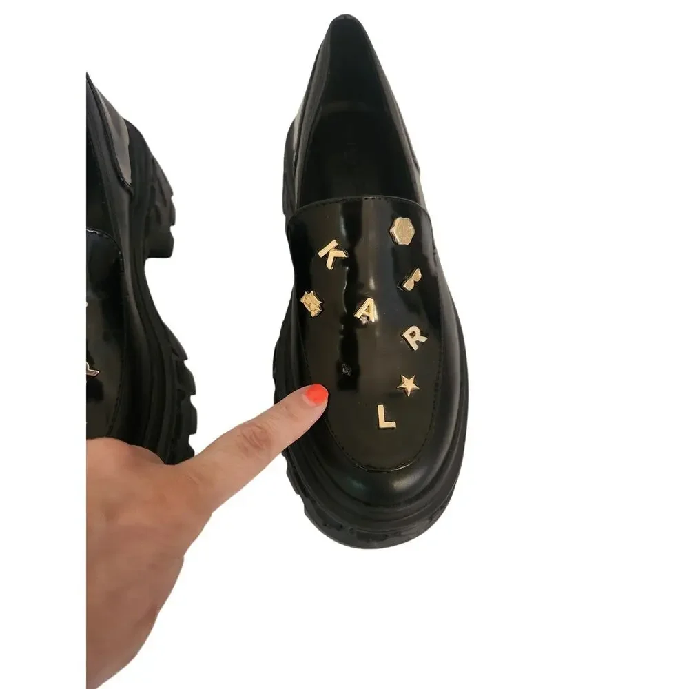 Karl Lagerfeld Paris Women's Laylah Loafer Flats Black 6.5 *flaw